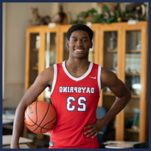 A varsity basketball player at Dayspring Christian Academy