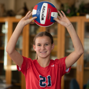 An athlete from Dayspring Christian Academy's Girl's Volleyball team in Mountsville, PA